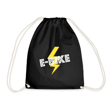 E Bike | Elektroauto, Klimawandel, Nachhaltig - Turnbeutel - Schwarz - Vorne