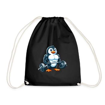 Dessin animé de bande dessinée d’haltérophilie de pingouin fort - Sac de sport léger - noir - Devant