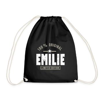 Emilie ORIGINAL Geschenk personifiziert Name emilie - Turnbeutel - Schwarz - Vorne