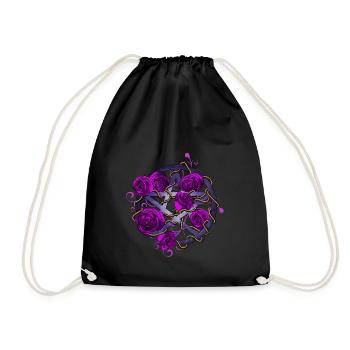 Roses pentagram purple - Drawstring Bag - black - Front