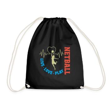 Love Netball Netball Player Gift - Drawstring Bag - black - Front