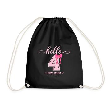 Hello 4 Est 2022 Mädchen Geburtstag Design - Turnbeutel - Schwarz - Vorne