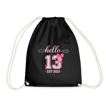 Hello 13 Est 2013 Mädchen Geburtstag Design - Turnbeutel - Schwarz - Vorne