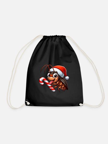 Santa Kakerlake Cartoon Weihnachten Zuckerstange - Turnbeutel - Schwarz