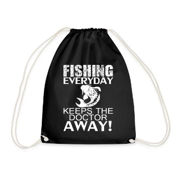 Fishing Angeln Angler Geschenk - Turnbeutel - Schwarz - Vorne