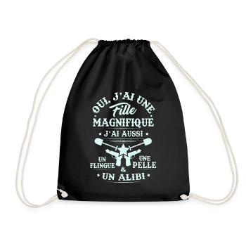 T-shirt for Dad - I have a beautiful girl - Drawstring Bag - black - Front
