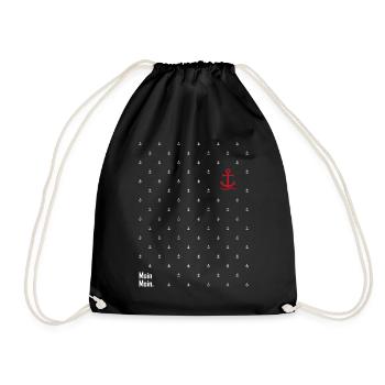 Maritimer Anker - Meer - Sommer - Moin Moin -Shirt - Turnbeutel - Schwarz - Vorne