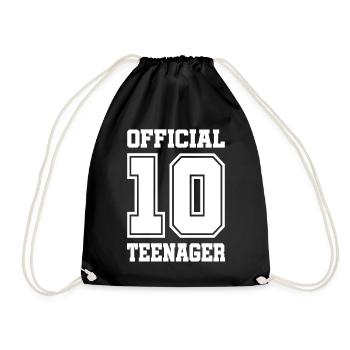 10th Birthday Teen Gift - Drawstring Bag - black - Front