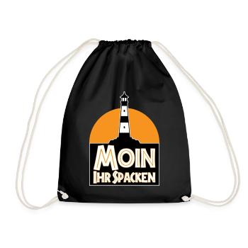 Farben änderbar | Moin Ihr Spacken - Turnbeutel - Schwarz - Vorne