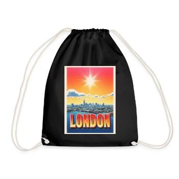 Vintage Londres – Angleterre Cityscape Design - Sac de sport léger - noir - Devant