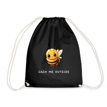 Cute "Cash me outside" Bee Meme Design - Drawstring Bag - black - Front