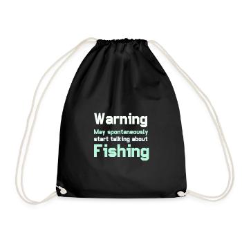 Warning May spontaneously start talking about Fish - Drawstring Bag - black - Front