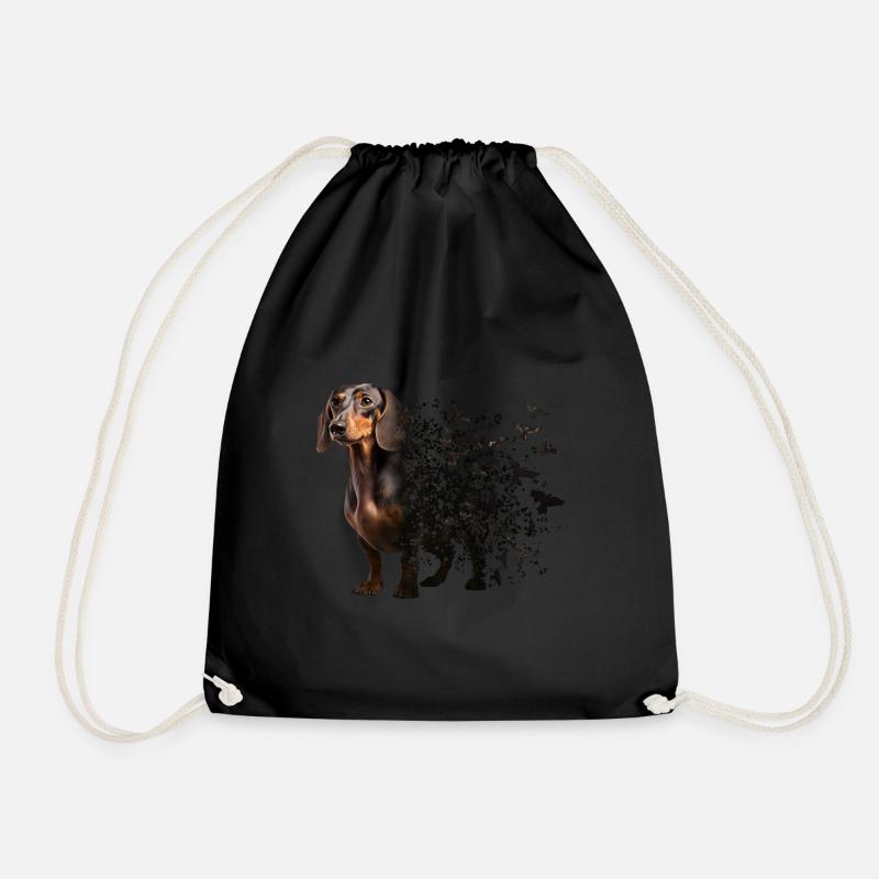 Dachshund - Drawstring Bag - black