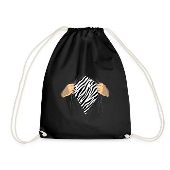 zebra - Drawstring Bag - black - Front