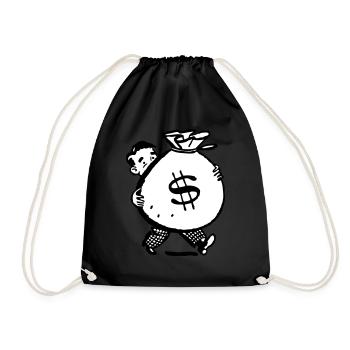 homme d'argent sac idée cadeau grand terrain Cartoon - Sac de sport léger - noir - Devant