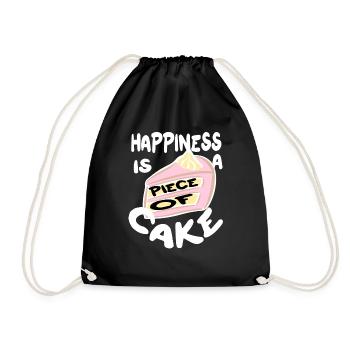 happiness cake cake gift - Drawstring Bag - black - Front