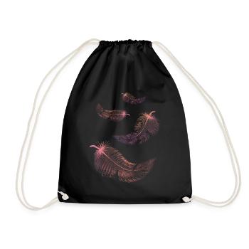 Federn in rosa und lila Farben - Turnbeutel - Schwarz - Vorne