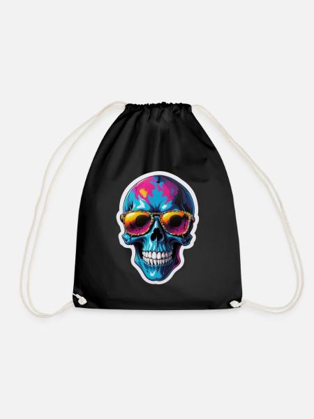 skull - Drawstring Bag - black