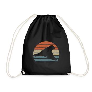 Vintage Sparrow Flying Sparrow Gift Idea - Drawstring Bag - black - Front