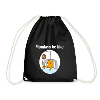 Montag Morgens: Kaffee Infusion für Katze - Turnbeutel - Schwarz - Vorne