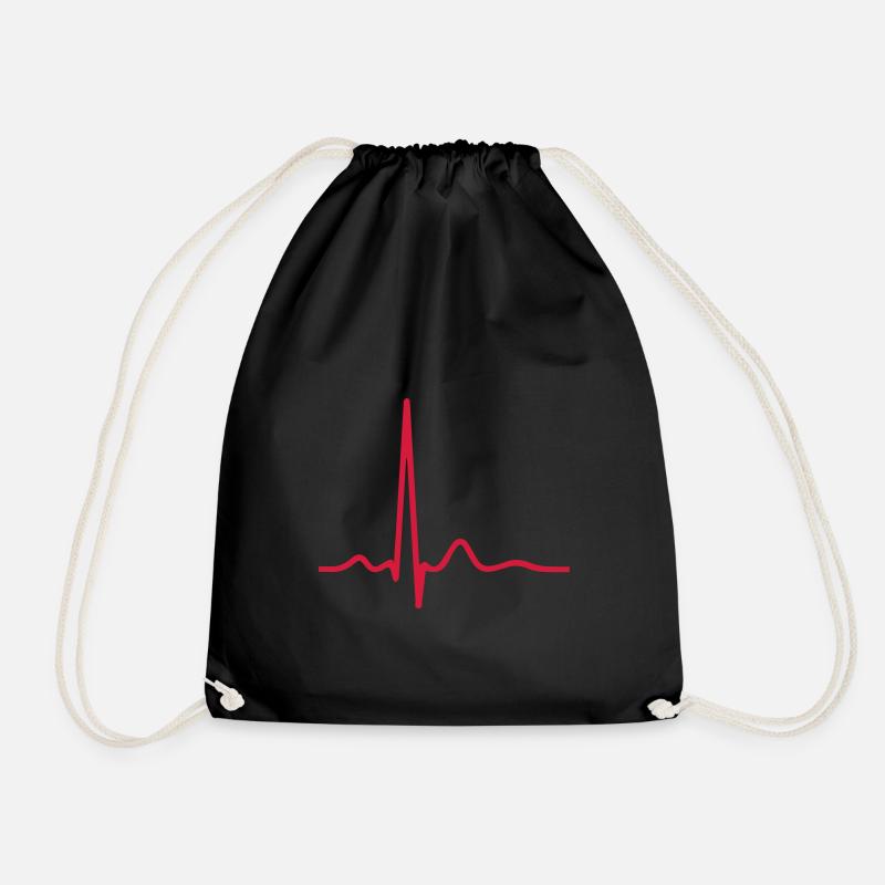 EKG HEARTBEAT LINE - Turnbeutel - Schwarz