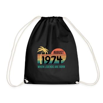 Vintage august 1974, 50th Birthday Gift - Drawstring Bag - black - Front
