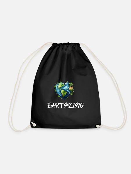 Earthling Citizen of the World - Drawstring Bag - black