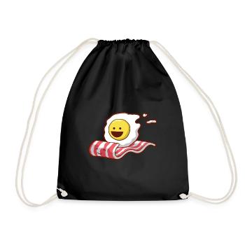 Breakfast Eggs Bacon Gift - Drawstring Bag - black - Front