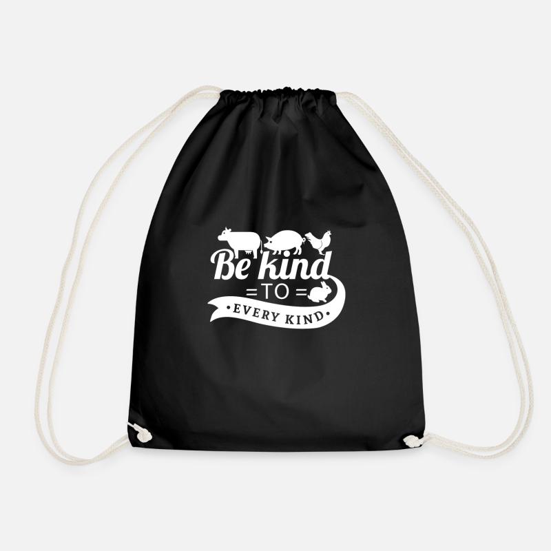 Be kind to every kind - vegan vegetarian gift - Drawstring Bag - black