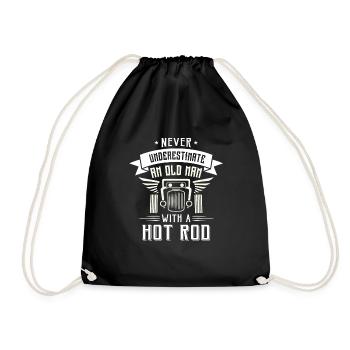 Never underestimate an old man with a Hot Rod - Drawstring Bag - black - Front