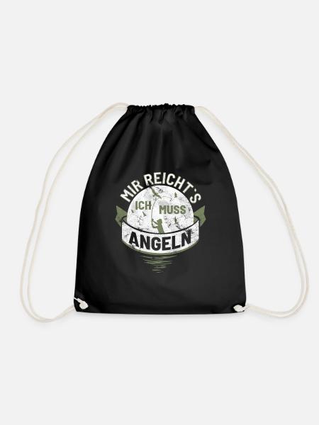 Mir reichts ich muss Angeln Angler Angel Sprüche - Turnbeutel - Schwarz