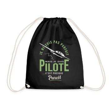 parfait pilote Planeur Cadeau humour avion - Sac de sport léger - noir - Devant