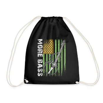 More Bass Double Bass with American Flag - Drawstring Bag - black - Front