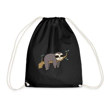 Sloth is lazy on the tree Funny picture - Drawstring Bag - black - Front