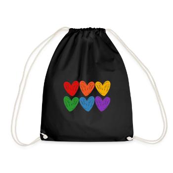Cœurs arc-en-ciel LGBTQIA - Sac de sport léger - noir - Devant
