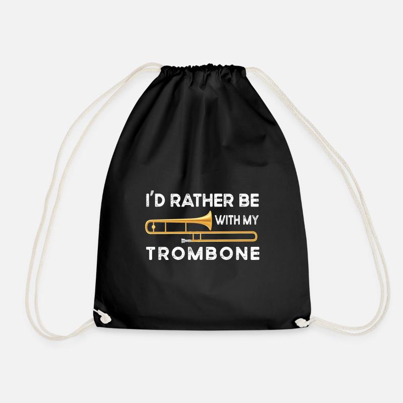 Trombone trombone trombone player gift trombones - Drawstring Bag - black