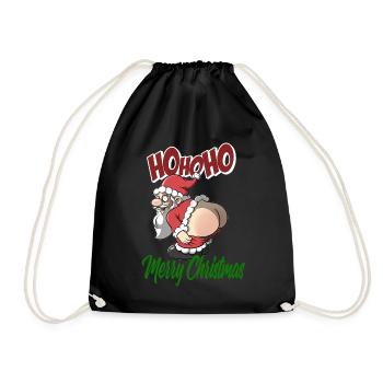 Rude Santa - Ho Ho Ho - Merry Christmas - Drawstring Bag - black - Front