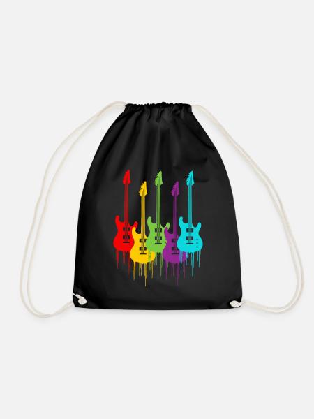 Bunte E-Gitarren - Turnbeutel - Schwarz
