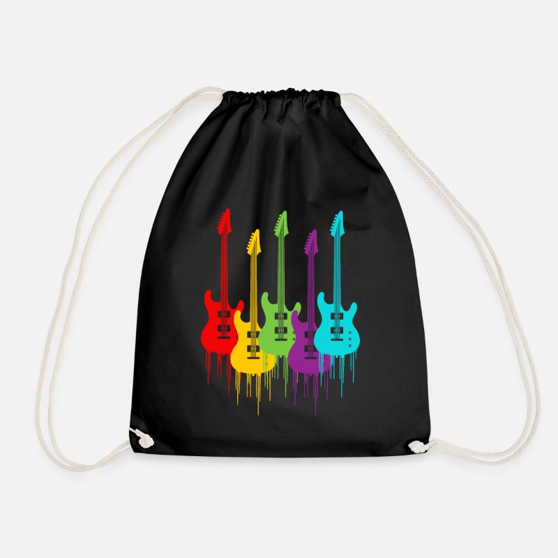 Bunte E-Gitarren - Turnbeutel - Schwarz