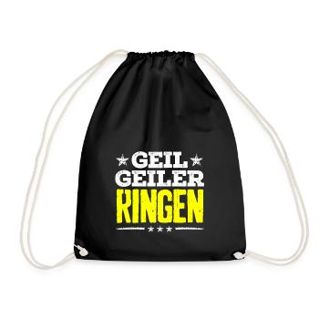 ringen - geil - Turnbeutel - Schwarz - Vorne