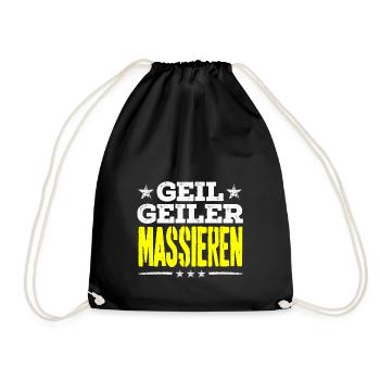 massieren - geil - Turnbeutel - Schwarz - Vorne