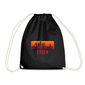 Essen Nordrhein Westfalen Stadt Skyline - Turnbeutel - Schwarz - Vorne