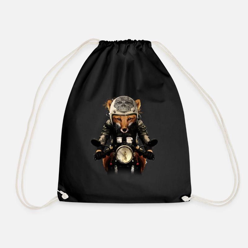 Fox Biker - Drawstring Bag - black