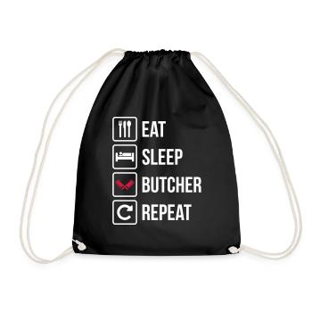 Eat Sleep Butcher Repeat - Drawstring Bag - black - Front