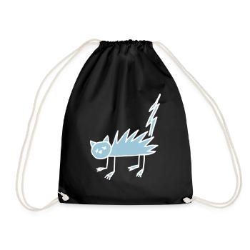 Cat Halloween Zombie Undead Lightning Gift Funny - Drawstring Bag - black - Front