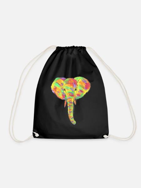 Happy Elephant - Turnbeutel - Schwarz