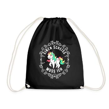 Einen Scheiss muss ich Einhorn - Turnbeutel - Schwarz - Vorne