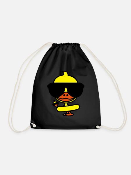 Cool duck on holiday - Drawstring Bag - black
