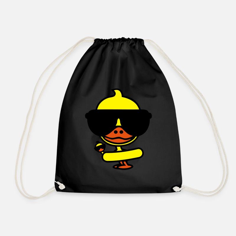 Cool duck on holiday - Drawstring Bag - black
