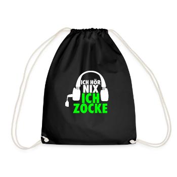 Gamer Zocker PC Konsolen lustiger Spruch - Turnbeutel - Schwarz - Vorne